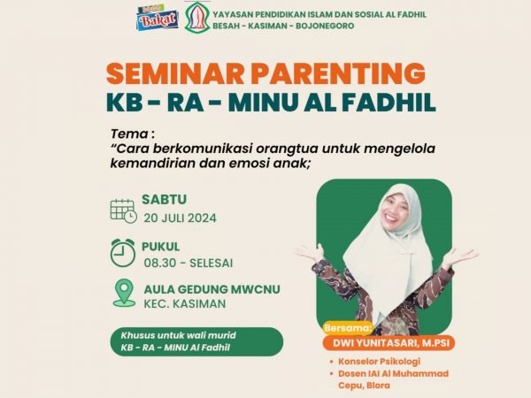 Dosen IAI Al Muhammad Cepu Menjadi Narasumber Seminar Parenting di KB, RA, MI NU Al Fadhil